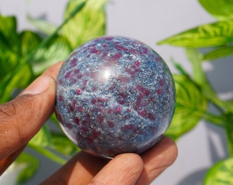 Pink Ruby in Apatite Sphere: Polished Healing Crystal (50MM)