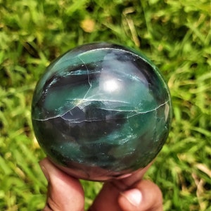 GREEN JADE SPHERE Beautiful | Large ~ 70MM | Green Jade Stone Minerals From Crystal Healing Metaphysical And Meditation Sphere Ball