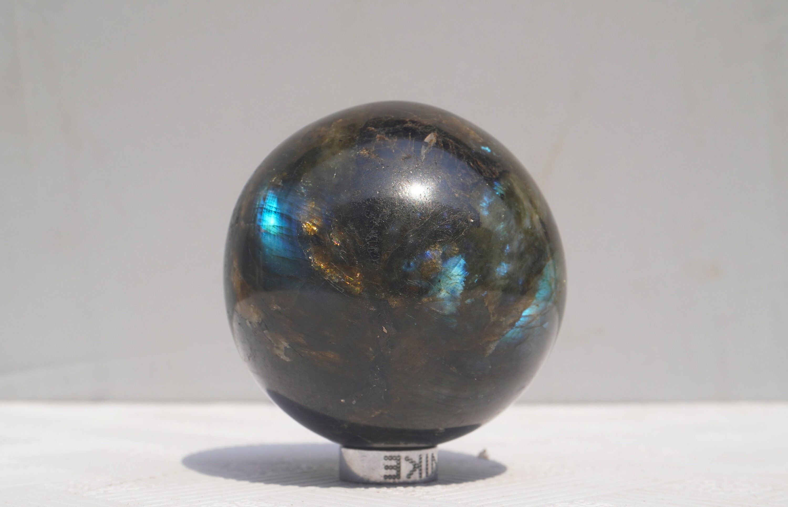Labradorite Sphere: 70MM Green Flashy Crystal Ball