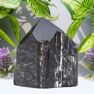 A++ Large Black Tourmaline Crystal Point: Rough Stone, Energetic Decor (75-95mm)- Best Seller