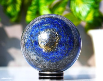 Niebieski piryt w kuli z lapis lazuli | 50 mm, kryształ leczniczy
