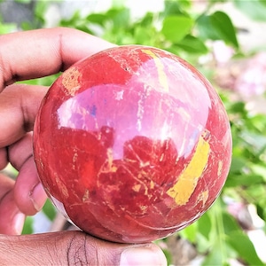 Red Jasper Sphere Beautiful | Large 65 MM | Natural Red Jasper Crystal Healing Meditation Metaphysical Sphere Ball Gift/ Decor/ Collection