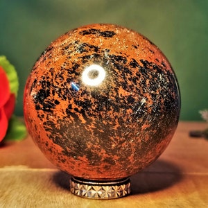 Red Mahogany Crystal Sphere: Healing Meditation Stone (50MM)
