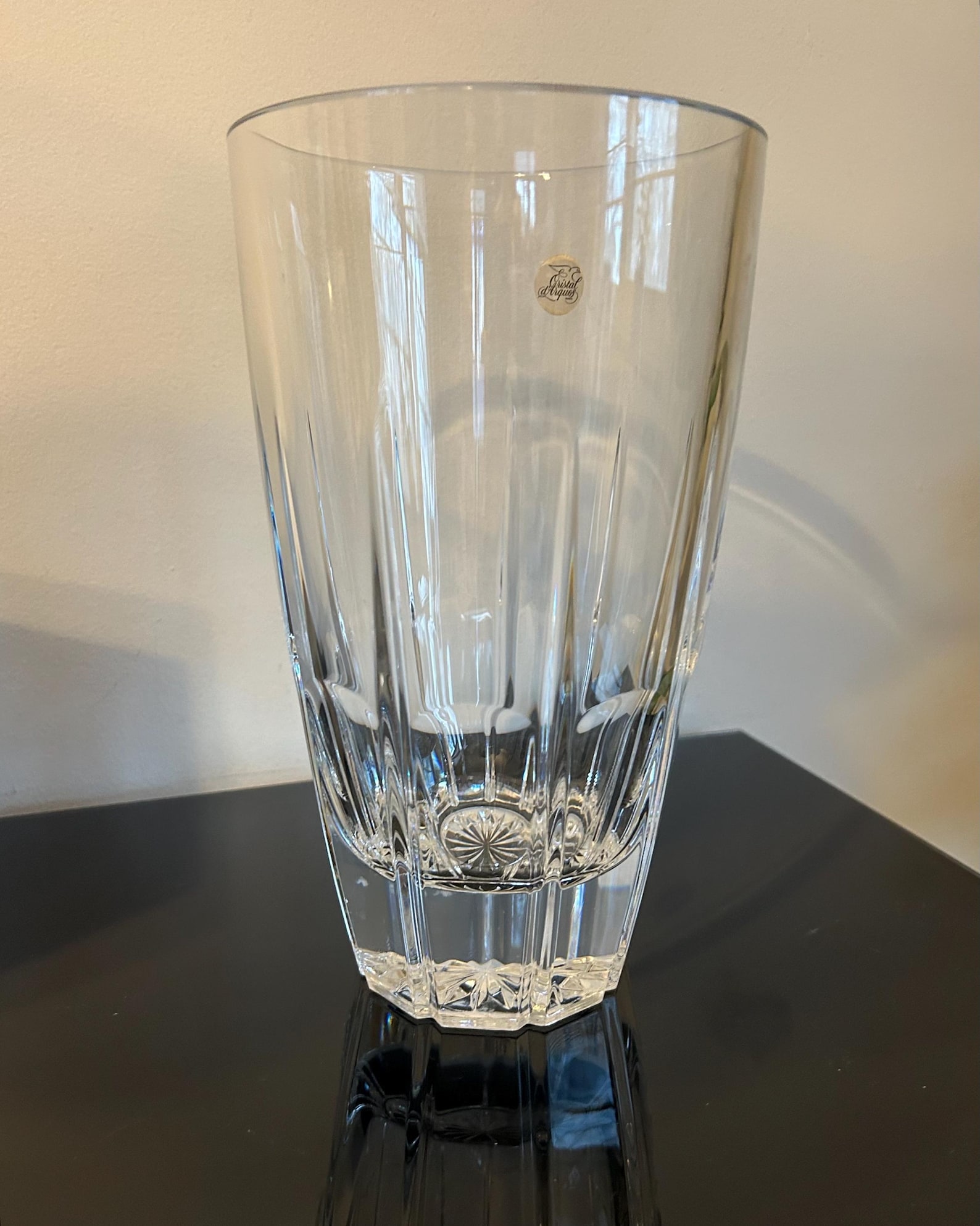 Vintage Cristal d’Arques Lead Crystal Vase | French Crystal | Tall Cut Glass Vase | 9.5” Floral Vase | Made in France