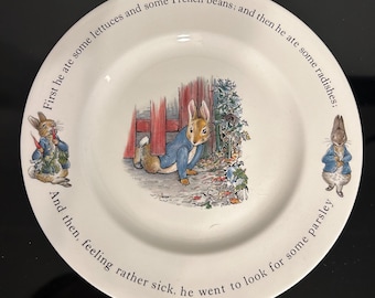 Vintage Wedgwood Peter Rabbit Plate | Beatrix Potter 8" Nursery Plate | Made in England Etruria & Barlaston | Classic Children's Decor
