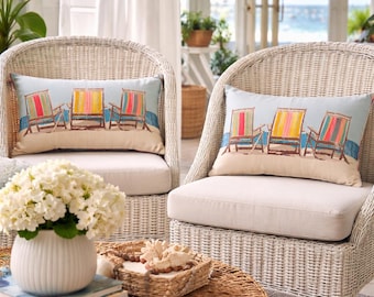 Pair of beach chair pillows | beach house lake house | coastal decor