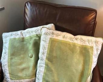 Laura Ashley Lifestyles green sueded throw pillows - set of 2