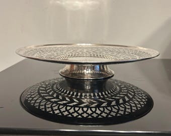 Monogram "P" - Vintage Sheffield Design Silverplate Footed Tray – GWP Co Nickel Silver – 10” Square Vanity or Serving Tray