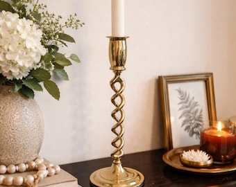 Vintage Twisted Metal Candlestick | Elegant Spiral Taper Holder | Classic Traditional Home Decor