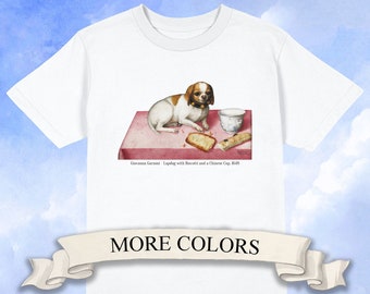 Giovanna Garzoni - Lapdog with Biscotti and a Chinese Cup T-Shirt, Funny Dog meme shirt