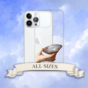 Renaissance hand with seashell clear iPhone Case, Aesthetic iPhone case