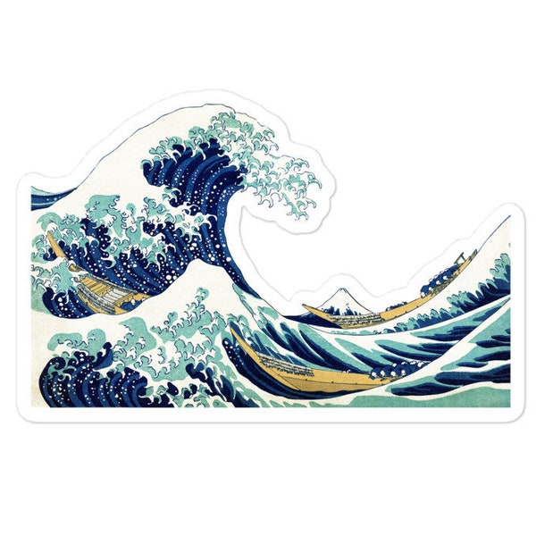 L’autocollant great wave, hokusai art water bottle sticker