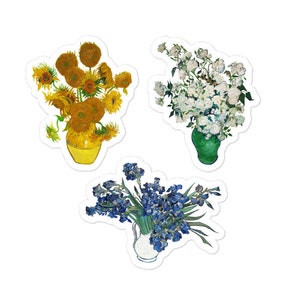 Vincent van Gogh Flowers Sticker set, Art Water Bottle Stickers