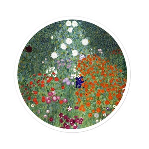 Flower Garden by Gustav Klimt Sticker, Art Laptop Sticker