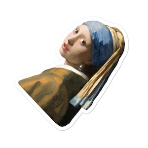 Girl with a Pearl Earring Sticker, Art Laptop Sticker