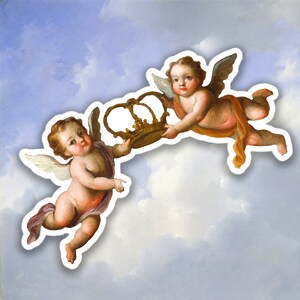 Cherubini che dipingono adesivi, adesivi estetici, adesivi rinascimentali