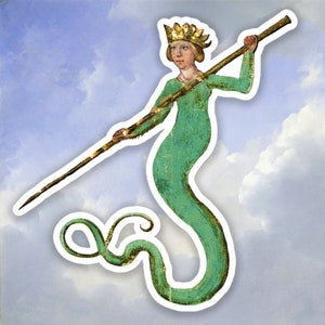 Sticker sirène médiévale étrange, sticker meme médiéval