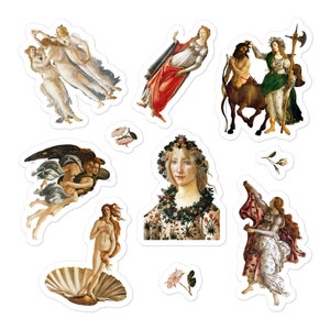 Sandro Botticelli Sticker Set, Renaissance Water Bottle Sticker