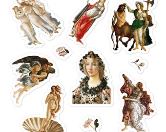 Sandro Botticelli Sticker Set, Renaissance Water Bottle Sticker