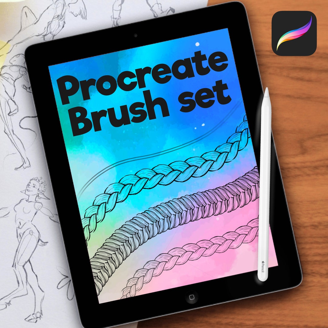 Procreate Brush Set Straight Hair Braid Brushes Etsy