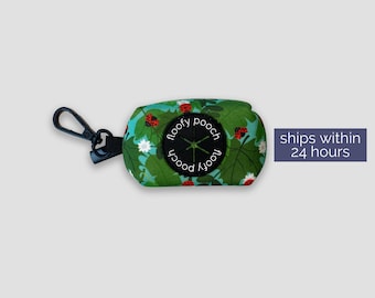 Dog Poop Bag Holder - Ladybug Forest (Leaves & Ladybugs Pattern)