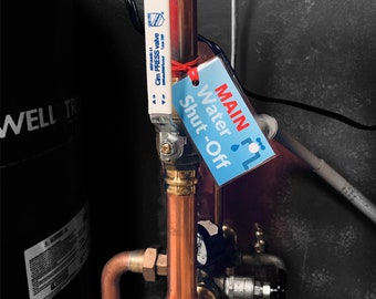 Main Water Shut-Off Valve Hang Tag | Plumbing Valve Label
