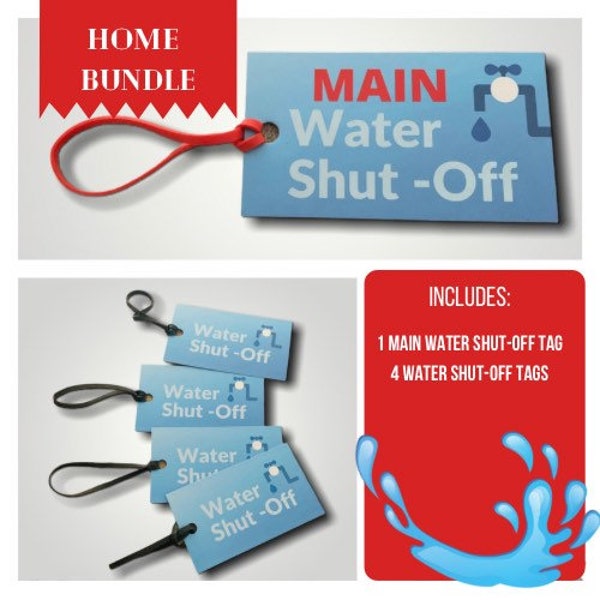 Bundle: Water Shut-Off Valve Hang Tags | Set of 5 | Plumbing Labels