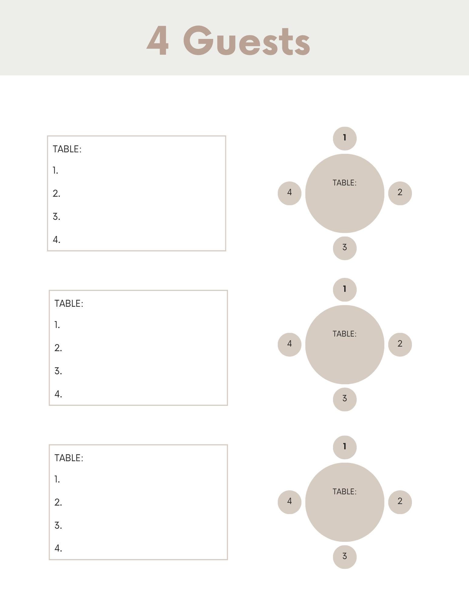 Printable Wedding Table Seating Chart Template, Event Table Seating ...