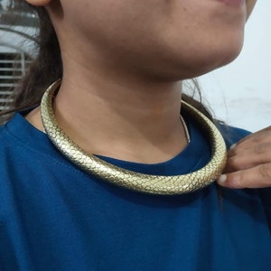 Brass Ethnic Choker, Torque Necklace, Viking Necklace, Tribal Necklace, Ethnic Torque, Minimalist Choker, Collar Necklace