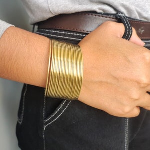 Brass Cuff Bracelet - wire wrapped bracelet - brass tribal bracelet - African bracelet - Egyptian bracelet - big cuff bracelet - gifts