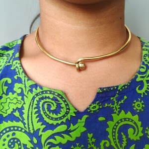 Flexible Tribal Brass Choker, Ethnic Brass Choker Necklace, Brass Cuff Necklace, Collar Necklace, Brass Choker, Brass necklace, Gift For her