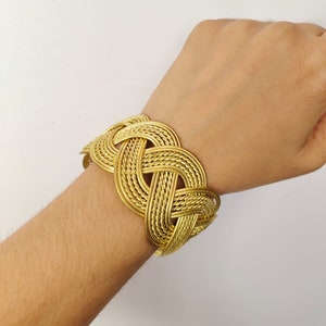 Braided Brass cuff bracelets, Adjustable brass wide bracelet, open cuff bracelet bangle, adjustable statement bracelet, braided bracelet