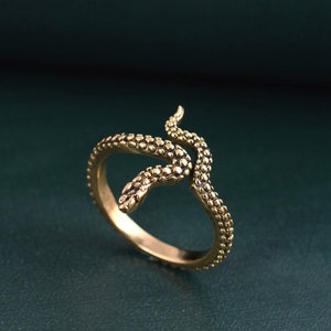 Vintage Snake Ring, Adjustable Snake Ring, Open Snake Ring, Gold Snake Ring, Gold Snake Ring, Spiral Ring, Animal Ring