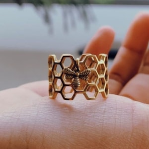 Honeycomb Ring, Honeycomb Jewelry, Brass Rings, Bee Inspired Jewelry, Bee Ring, Geometric Ring, Minimalist Ring, Handmade Jewelry