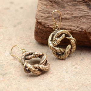 Snake earrings, Snake earrings for Women, Gothic Earring, Serpent Earrings, Brass Earrings, Snake Jewelry, Dangling Snake Earring, Christmas