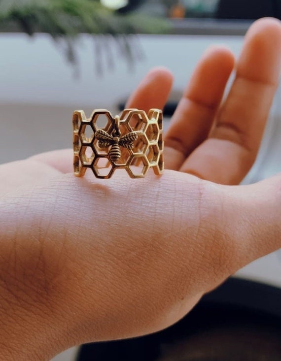 Buy Honeycomb Ring Honeycomb Jewelry Brass Rings Bee Inspired