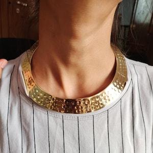 Hammered Flexible Tribal Brass Choker,Ethnic Brass Choker Necklace, Brass Cuff Necklace,Collar Necklace,Silver Choker necklace,For her