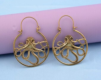 Octopus hoop earrings, Snake hoop earrings, Large hoop earrings, Gothic jewelry, Gothic earrings, Octopus earrings, Octopus tentacles hoops
