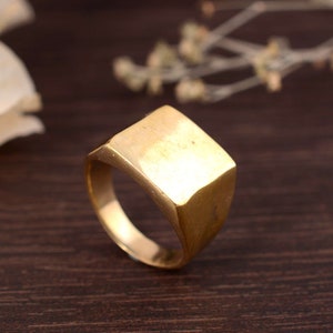 Gold Signet Ring, Square Signet Ring, Statement Ring, Minimalist Ring, Handmade Ring,Signet Ring,Gift For Her,Brass Ring,Personalized Gifts