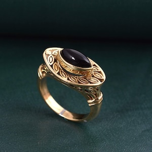 Cute Black Obsidian Ring, Designer Obsidian Ring, Brass Ring, Statement Obsidian Ring, Obsidian Wedding Ring, Gift For Him, Cyber Sale