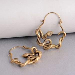 Serpent Hoops, Serpent Earrings, Snake Hoops, Hoops Earrings, Gold Earrings, Snake Earrings, Minimal Earrings, Dainty Earrings, Gift For Her