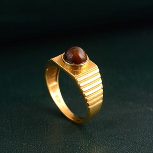 Tiger Eye Ring, Women Ring, Mens Tiger Eye Gemstone Ring, Gold Signet Ring, Chunky Ring, Signet Ring, Handmade Ring, Gift Ring