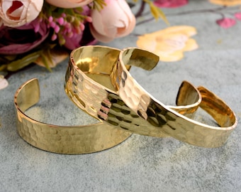 Large gold bracelet cuff, Hammered gold cuff bracelet, Unique bracelet, Rustic jewelry, Wide cuff bracelet brass Big bracelet, Open bangle