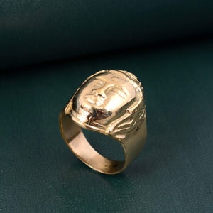 Gautama Buddha Ring, Religious Rings Gift, Buddha Ring, Tibetan Ring, Men&#39;s Buddha Ring, Brass Band Ring, Handmade Ring, Minimalist Ring