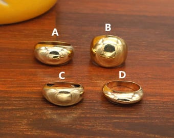 Gouden koepelring, stapelbare ringen voor vrouwen, koepelring, minimalistische ring, robuuste gouden ring, statementring, cadeaus voor mama, cadeaus voor haar
