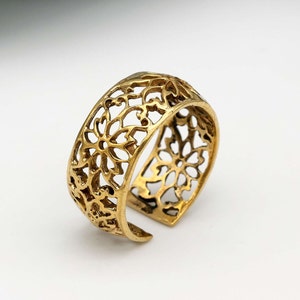 Gold Filigree Ring, Vintage Ring For Women, Statement Ring, Dainty Ring, Brass Filigree Ring, Gold Rings For Women, Boho Ring, gift item