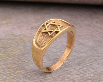 Gold ring, Star of David ring, Magen David ring, Jewish jewelry, Jewish star, Signet ring