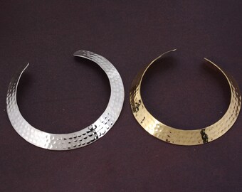 Hammered Flexible Tribal Brass Choker,Ethnic Brass Choker Necklace, Brass Cuff Necklace,Collar Necklace,Silver Choker necklace Gift For her