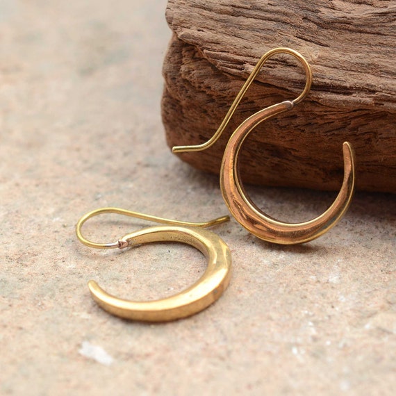 Half Moon Earrings Half Circle Earrings Semi Circle Earrings Gold Moon Earrings Gold Moon Earrings Moon Drop Earrings Geometric Etsy