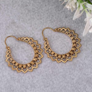 Bohemian earrings, mandala earrings, boho earrings, hoop earrings, ethnic earrings, tribal jewelry, filigree earrings, gift for her